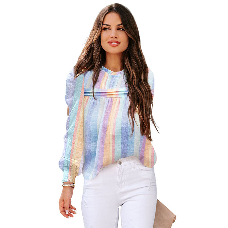 Thin Striped Long sleeve Blouse, several colors