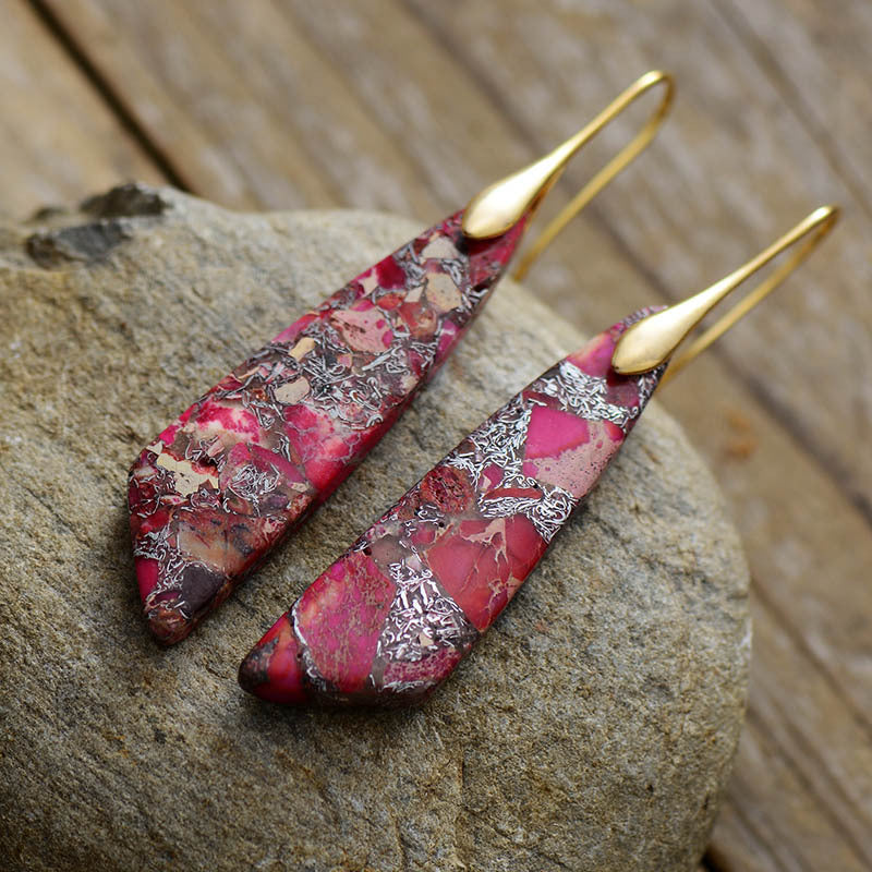 Bohemian Emperor Stone Geometric Pendant Earrings