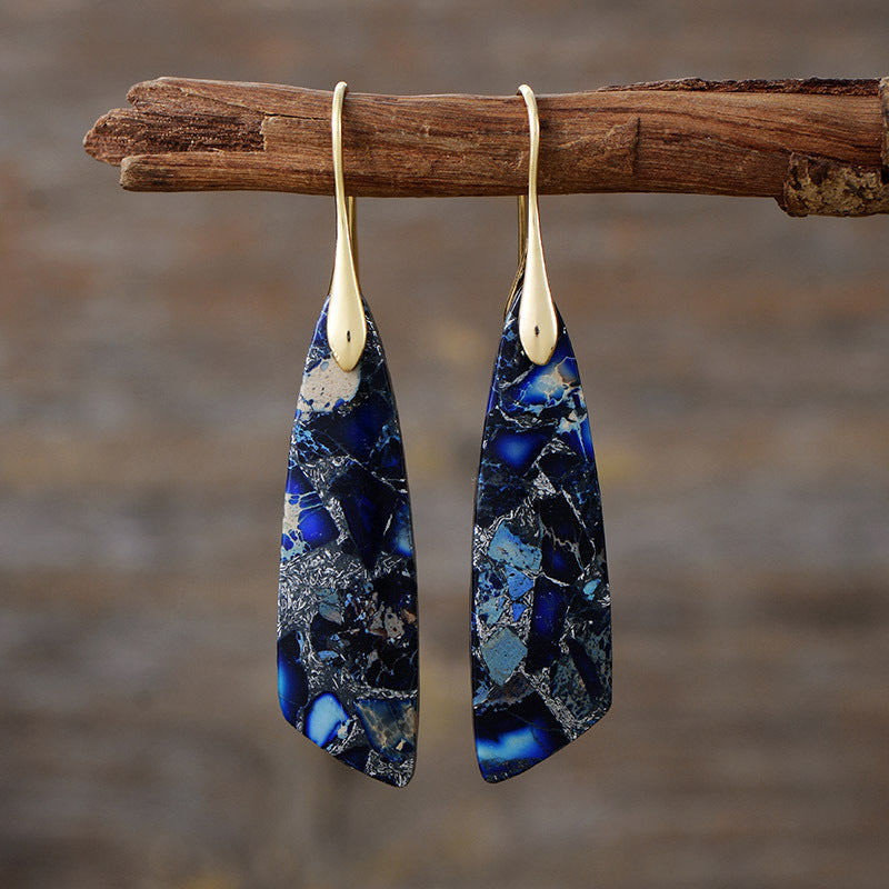 Bohemian Emperor Stone Geometric Pendant Earrings