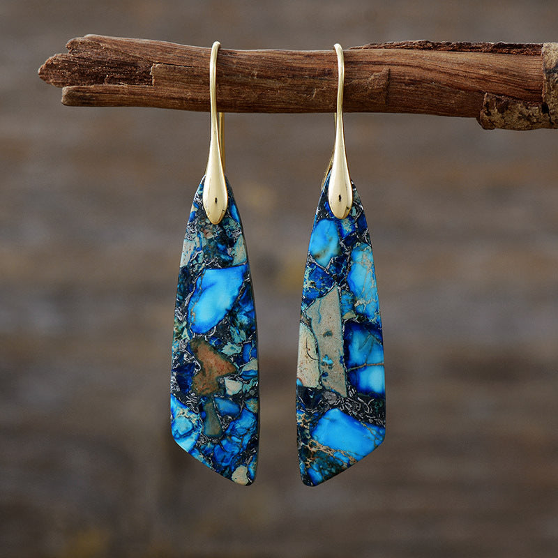 Bohemian Emperor Stone Geometric Pendant Earrings