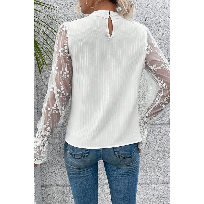 Chiffon Lace Sleeve Blouse