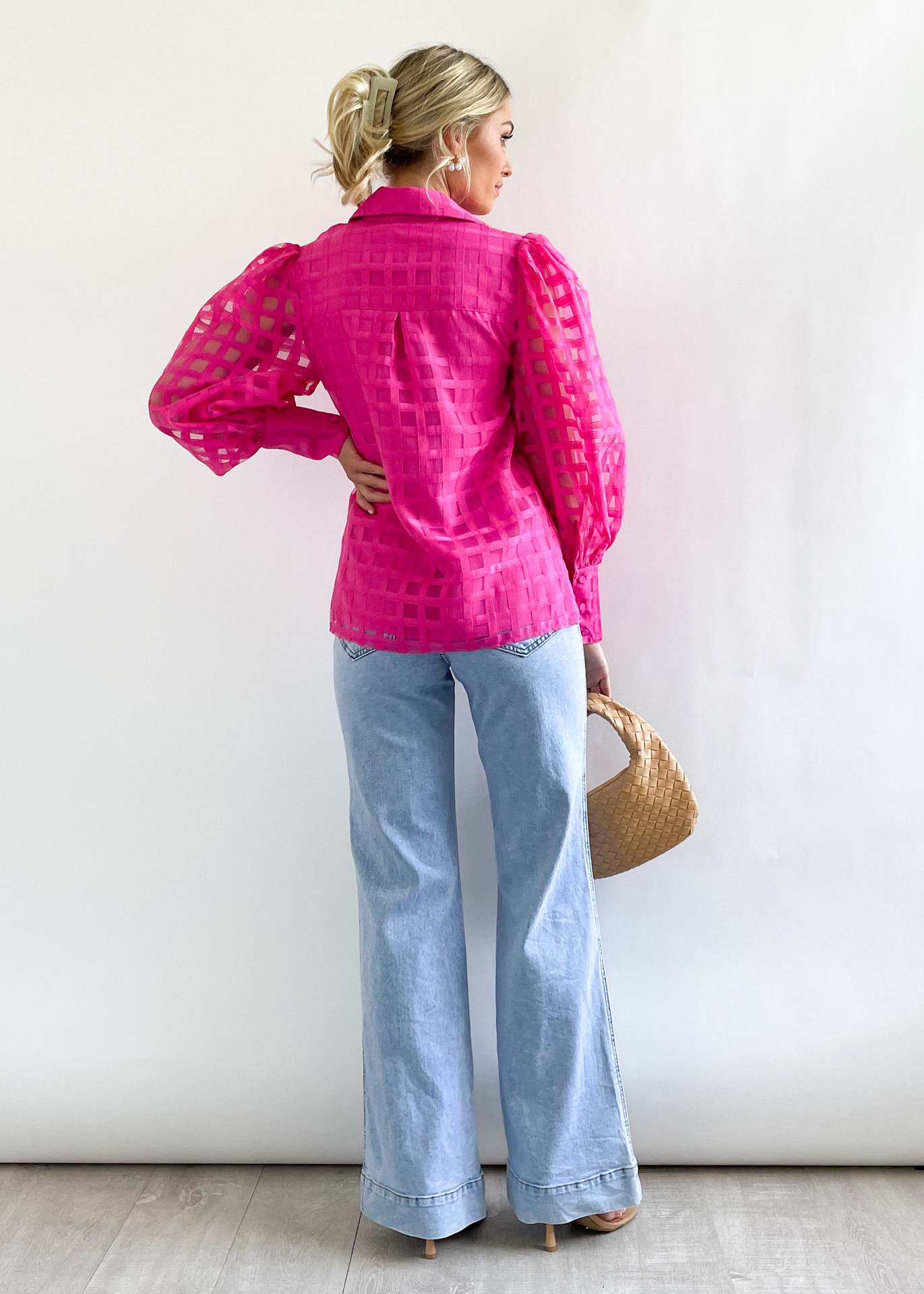 Lattice Puffed Sleeve Blouse, several colors