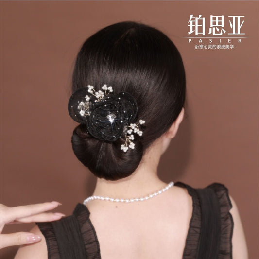 Star Flower Twist Hair Clip, black or gray