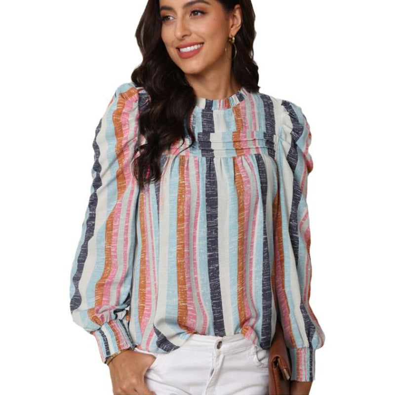 Thin Striped Long sleeve Blouse, several colors