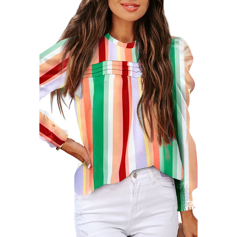 Thin Striped Long sleeve Blouse, several colors