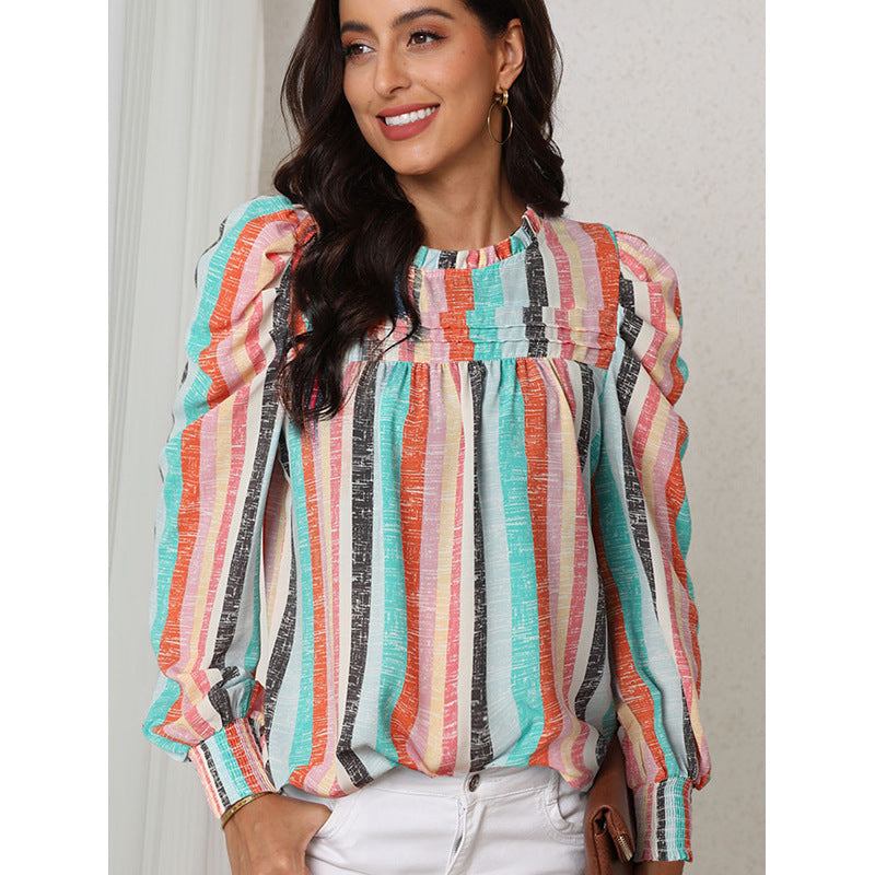 Thin Striped Long sleeve Blouse, several colors