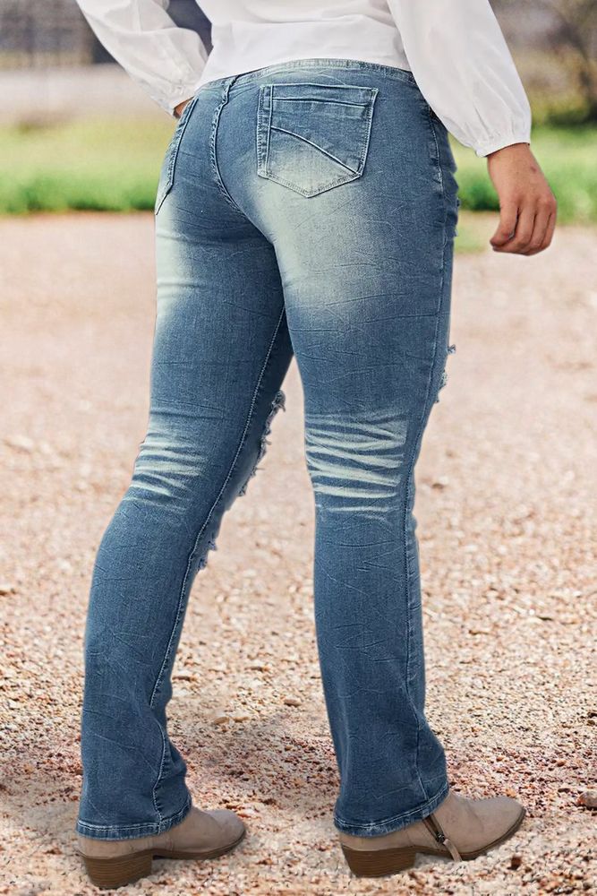 Ripped Low Waist Bootcut Jeans