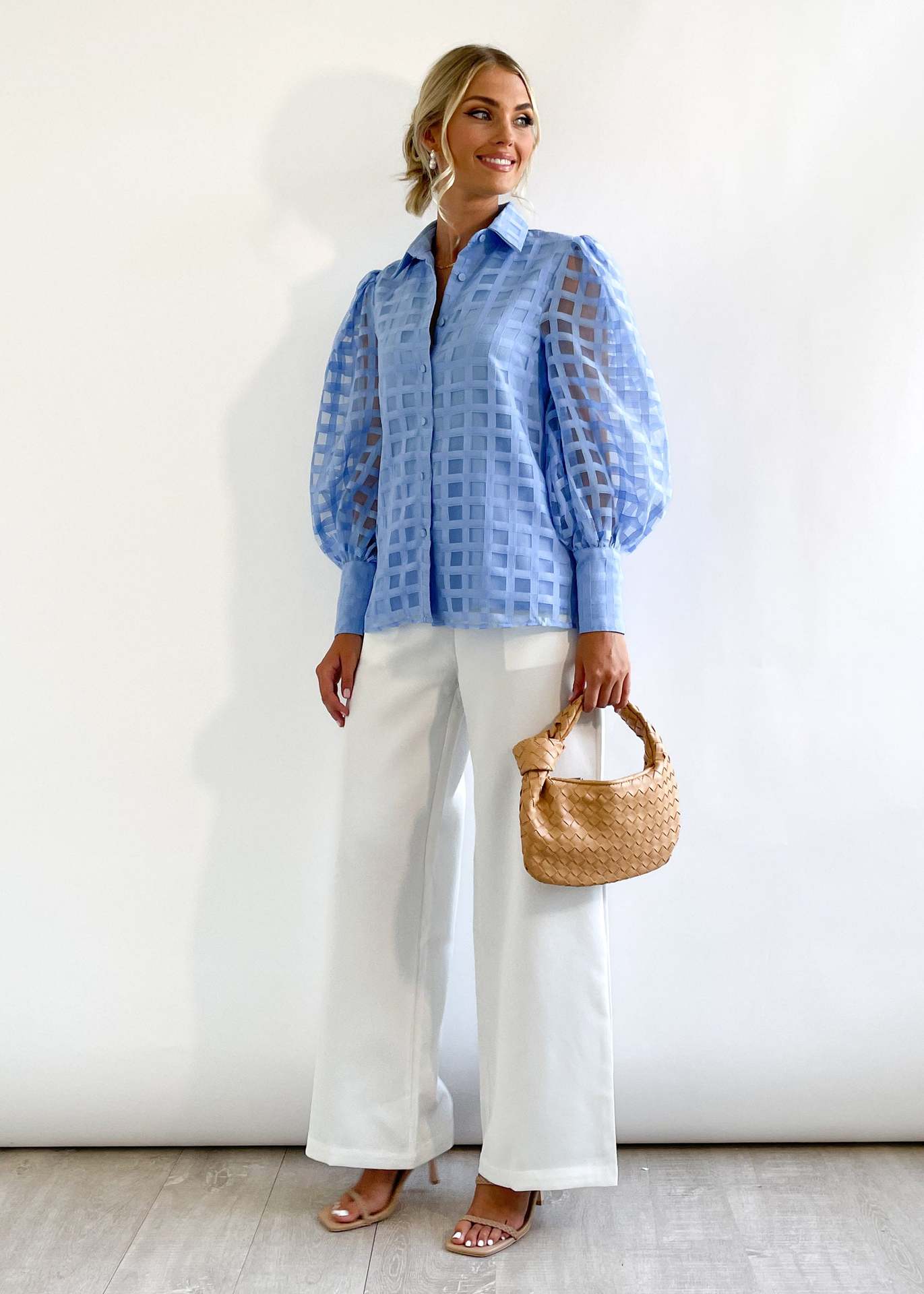 Lattice Puffed Sleeve Blouse, several colors