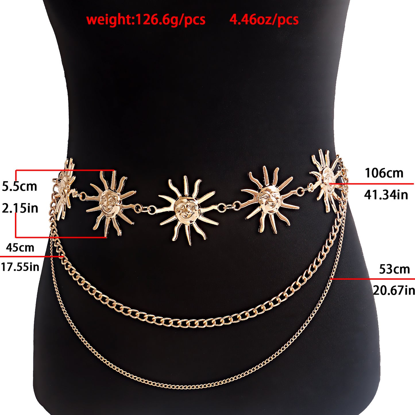 Moon Sun Metal Waist Chain Belt