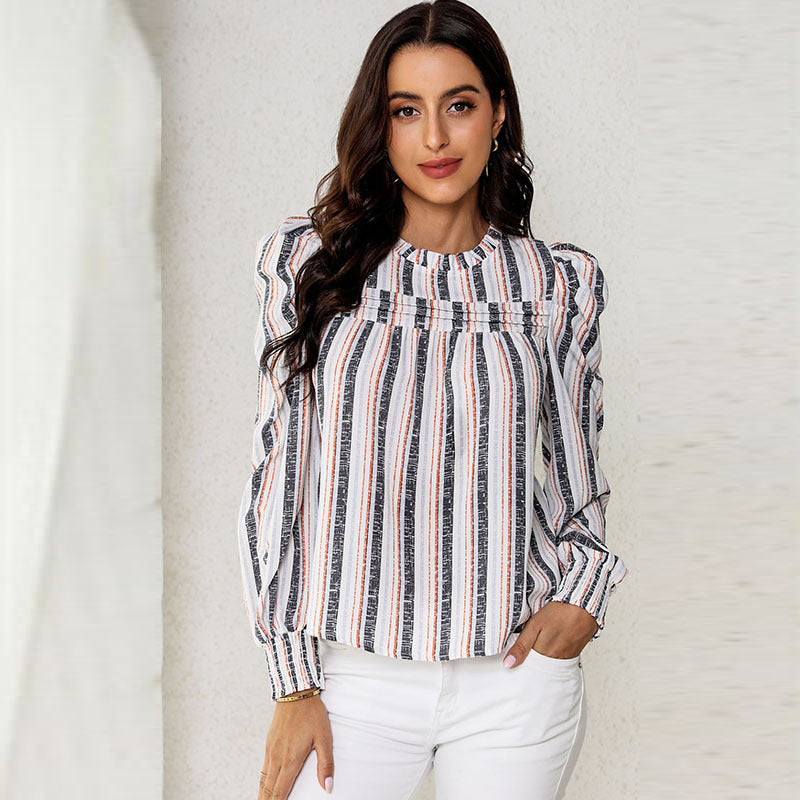 Thin Striped Long sleeve Blouse, several colors