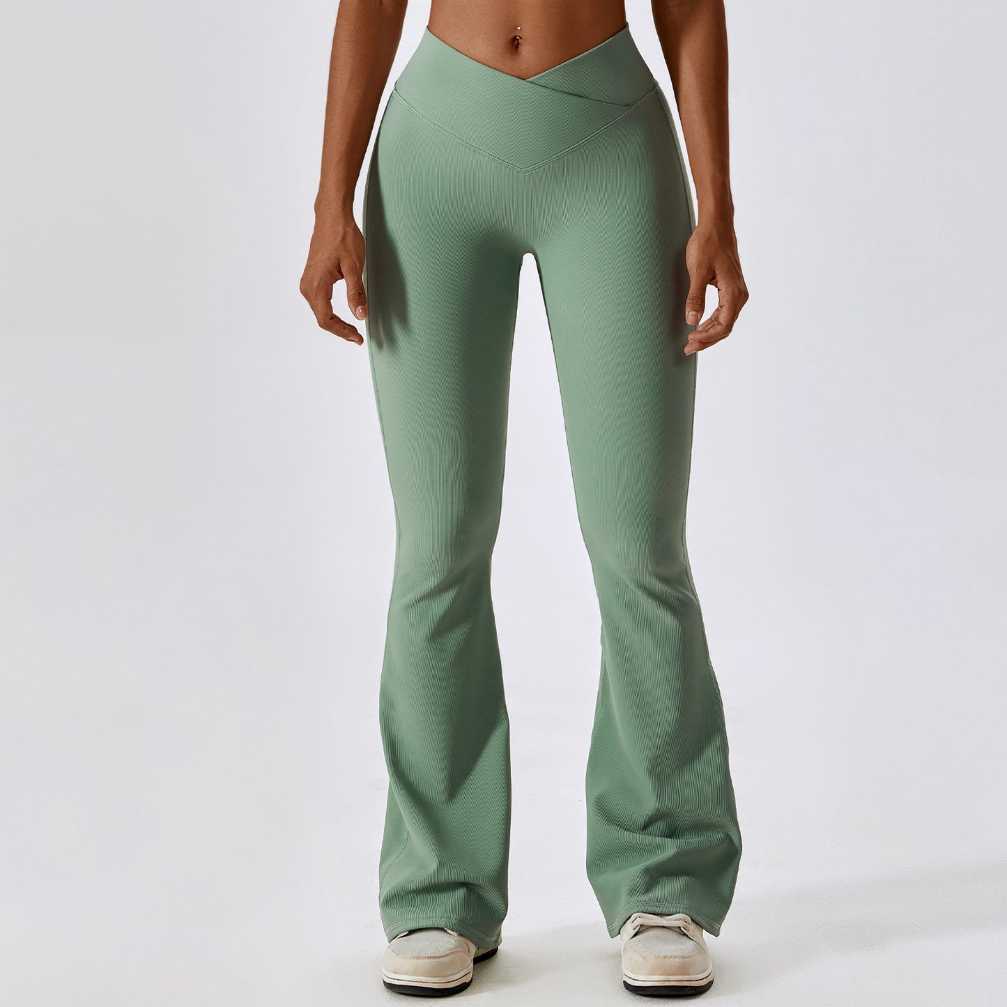 Cross High Waist Fitness Flare Pants, several colors