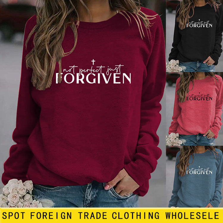 Not Perfect Just Forgiven Long-sleeved Crew-neck Shirt, Several Colors