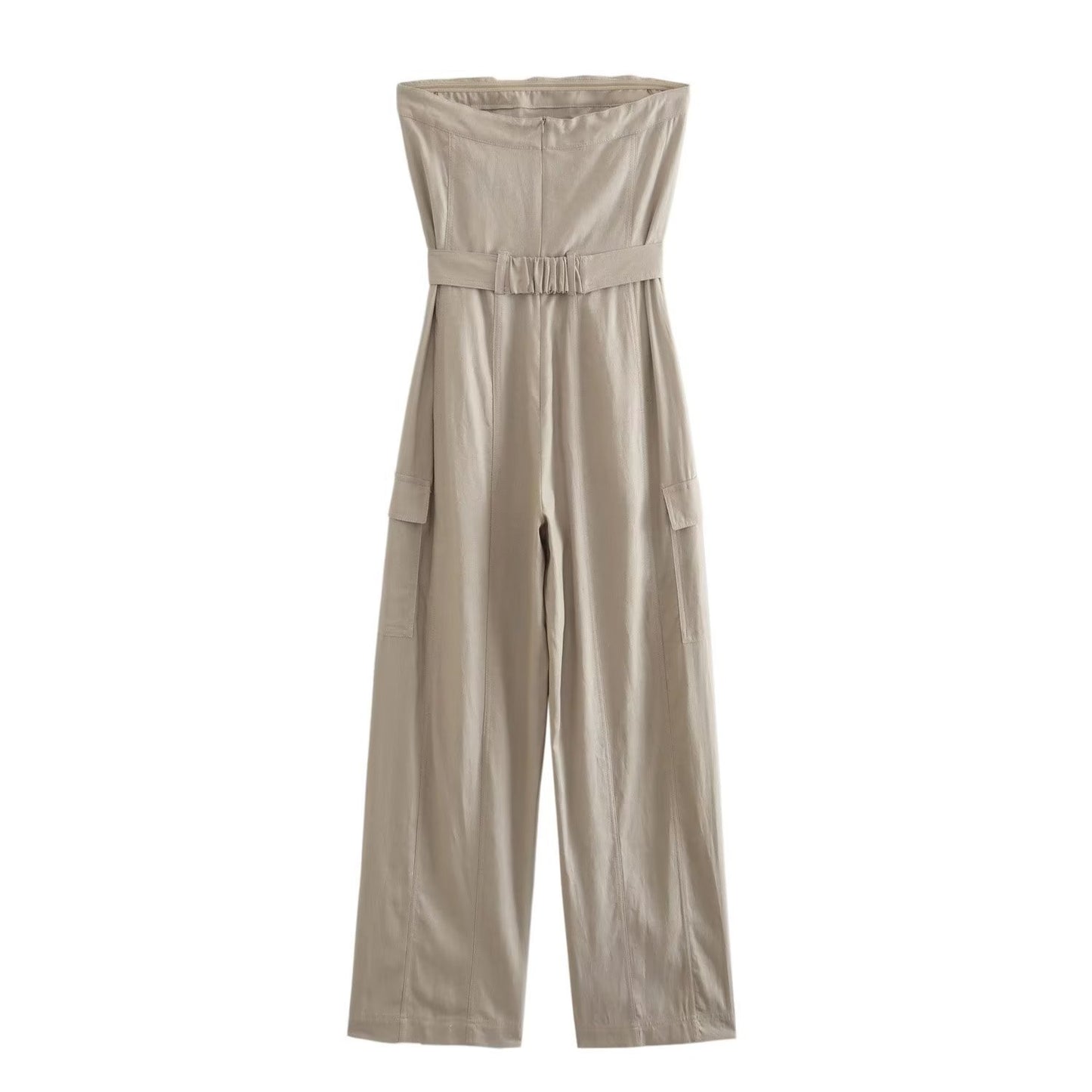 Sleeveless Belted One-piece Pantsuit