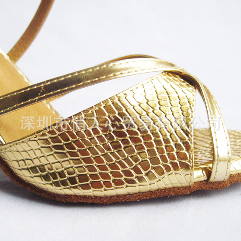 Gold Serpentine Latin Dance Shoes