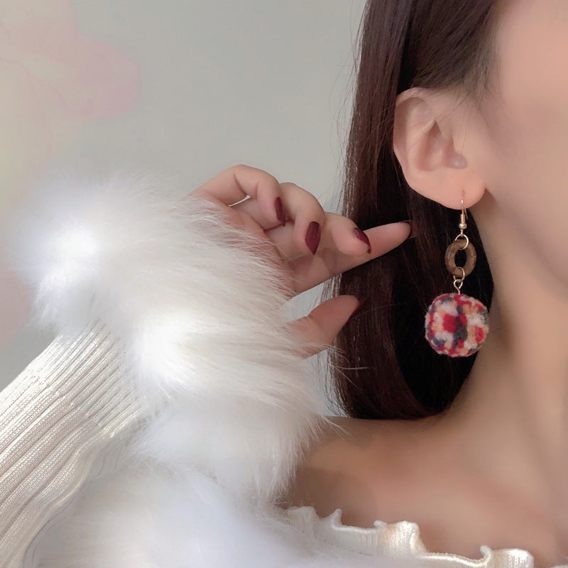 Boucles d'Oreille Pompon Multicolored Earrings