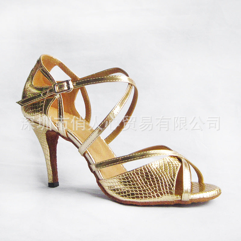 Gold Serpentine Latin Dance Shoes