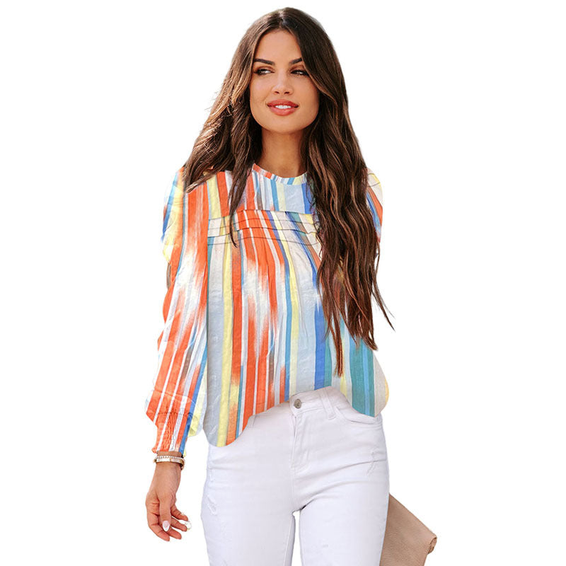 Thin Striped Long sleeve Blouse, several colors