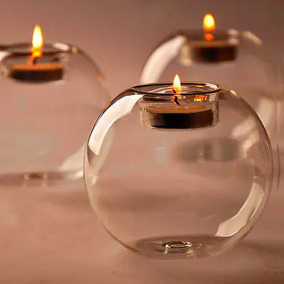 Round Hollow Glass Candle  Holder