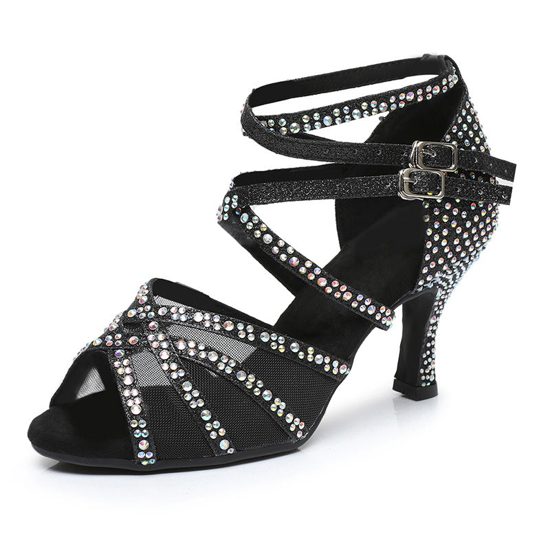 Rhinestone Latin Dance Shoes/High Heels, black, gold, or sliver