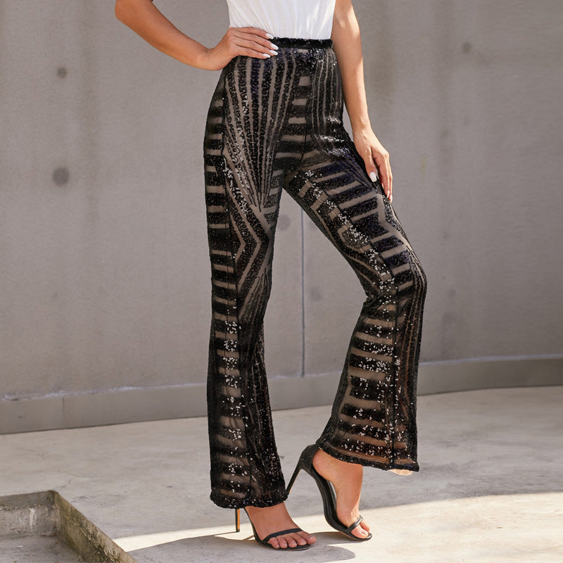 Geometric Sequin High Waist Casual Pants, several colors