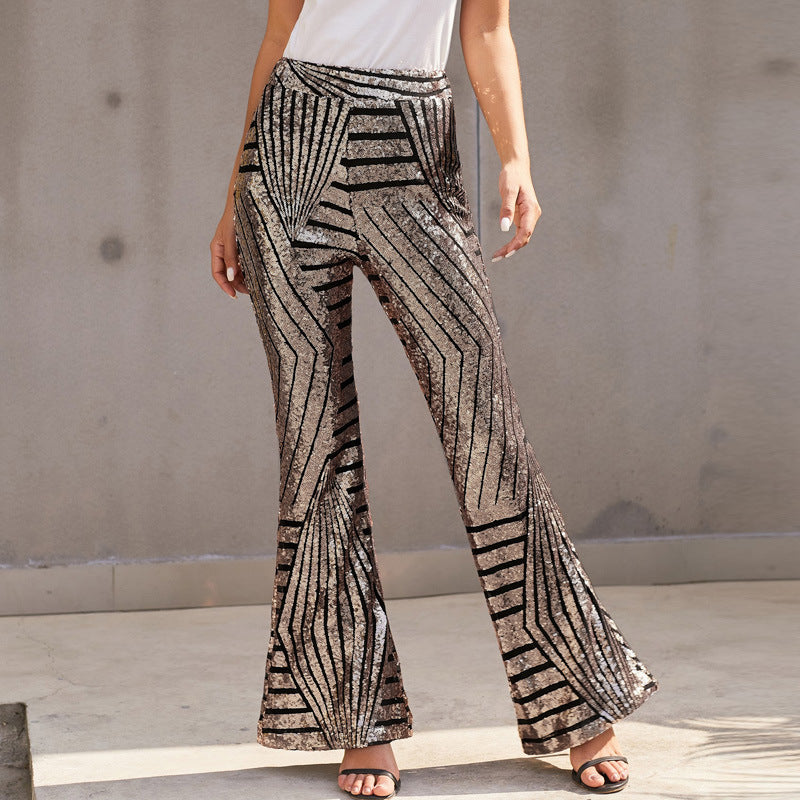 Geometric Sequin High Waist Casual Pants, several colors