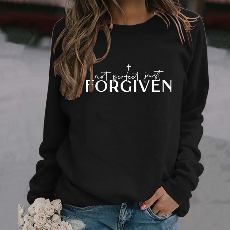 Not Perfect Just Forgiven Long-sleeved Crew-neck Shirt, Several Colors