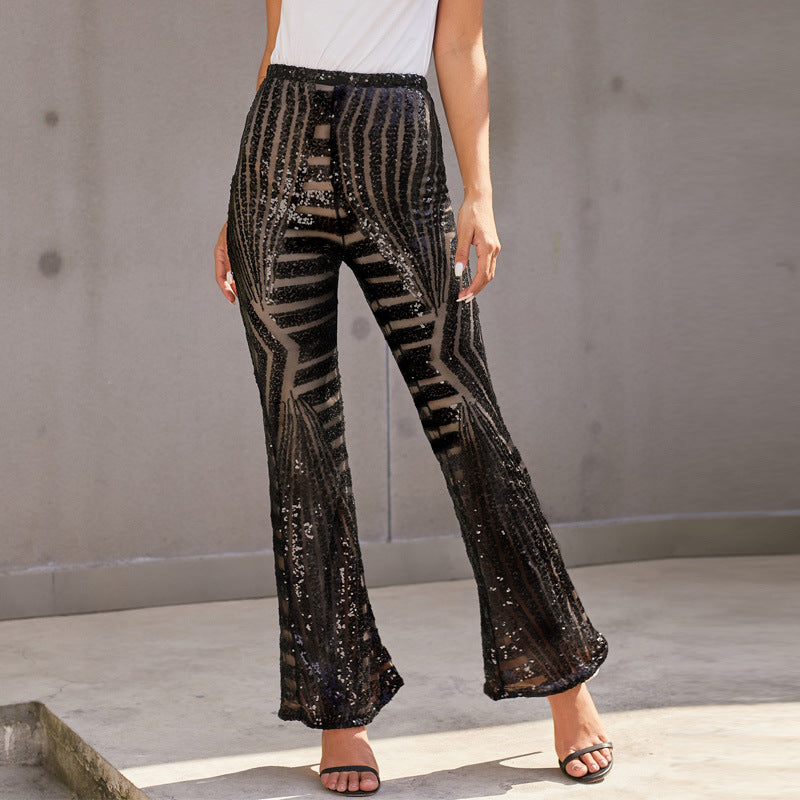 Geometric Sequin High Waist Casual Pants, several colors