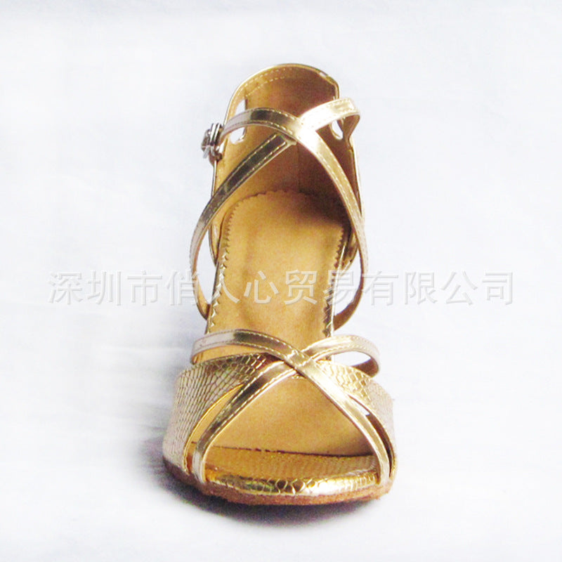 Gold Serpentine Latin Dance Shoes