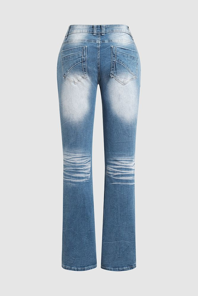 Ripped Low Waist Bootcut Jeans