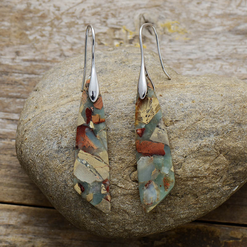 Bohemian Emperor Stone Geometric Pendant Earrings