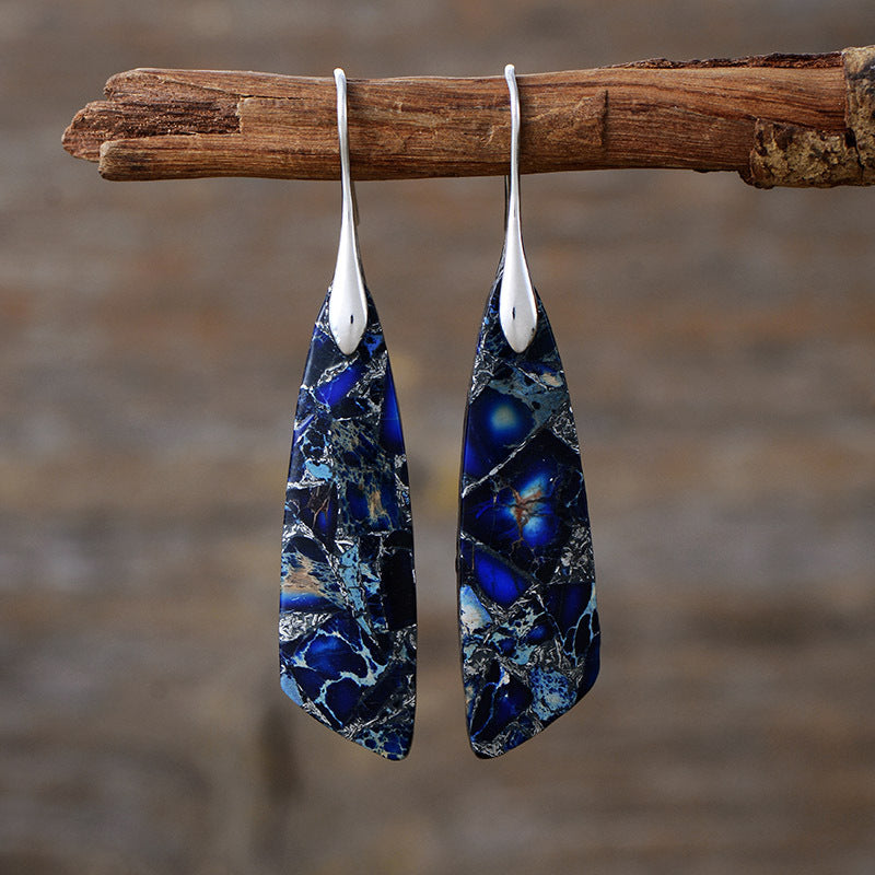 Bohemian Emperor Stone Geometric Pendant Earrings