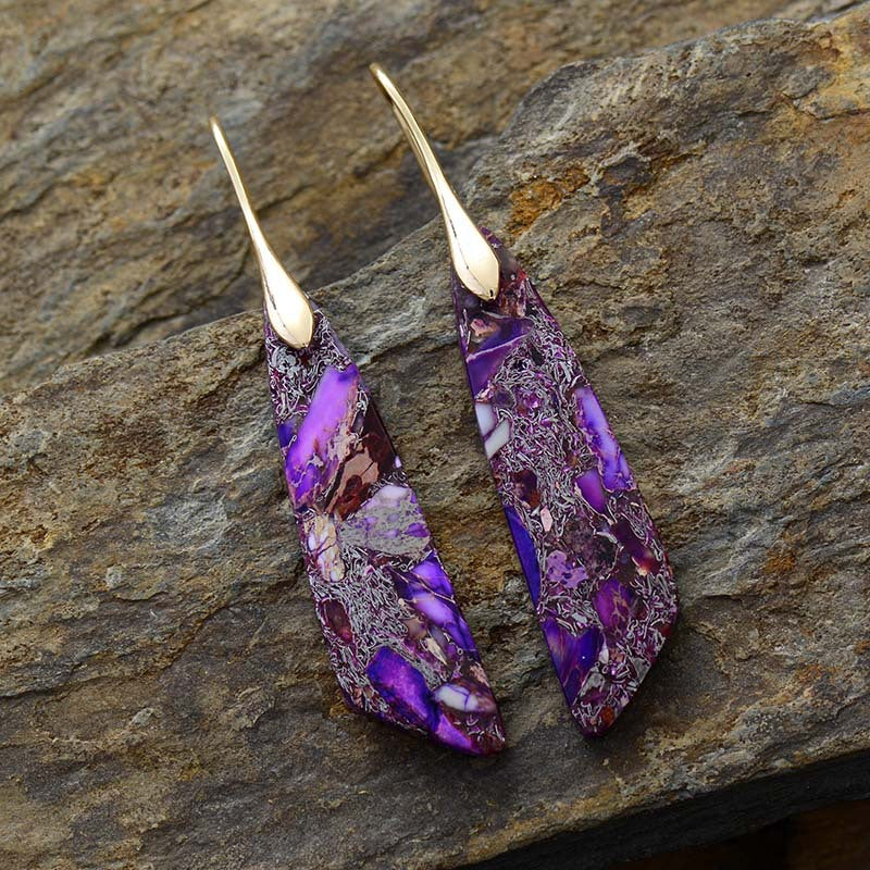 Bohemian Emperor Stone Geometric Pendant Earrings