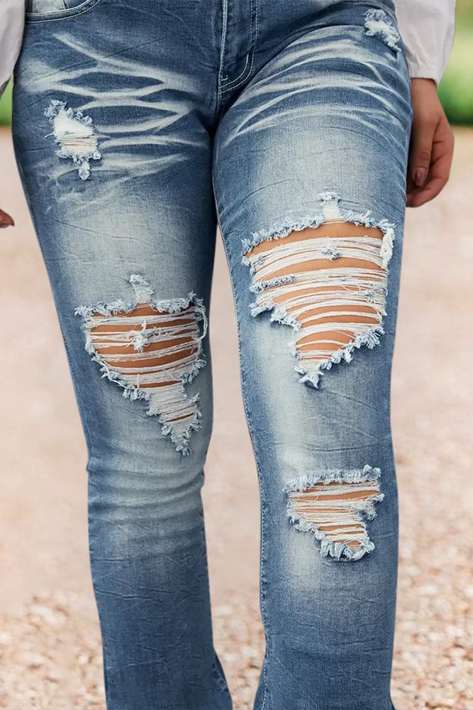 Ripped Low Waist Bootcut Jeans