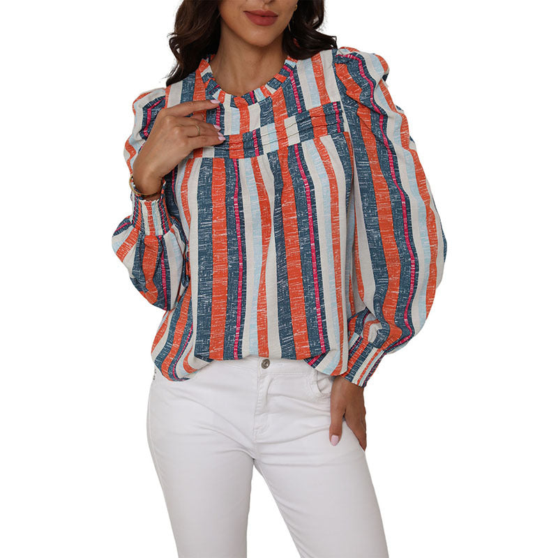 Thin Striped Long sleeve Blouse, several colors