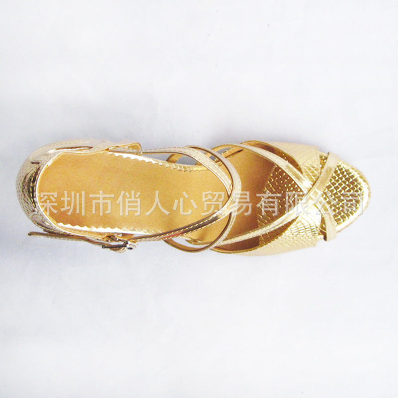 Gold Serpentine Latin Dance Shoes