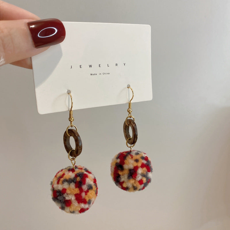 Boucles d'Oreille Pompon Multicolored Earrings