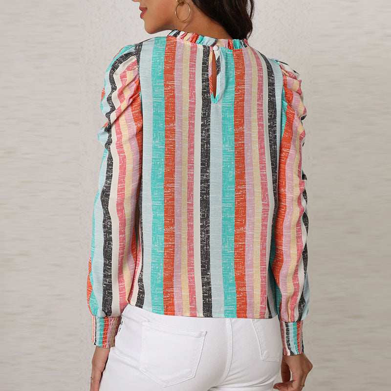 Thin Striped Long sleeve Blouse, several colors