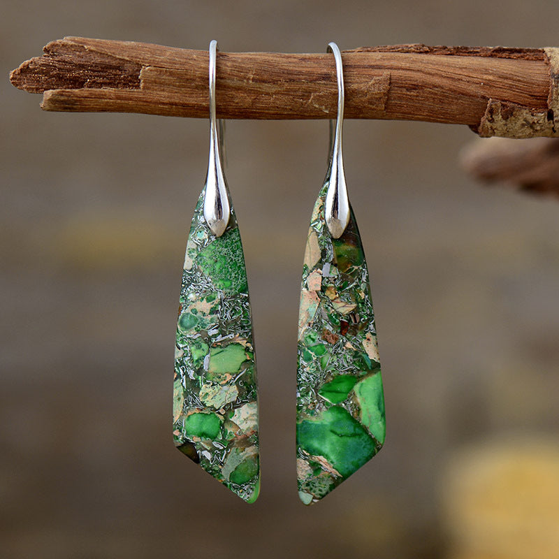 Bohemian Emperor Stone Geometric Pendant Earrings