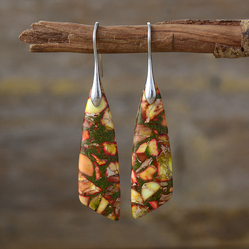 Bohemian Emperor Stone Geometric Pendant Earrings